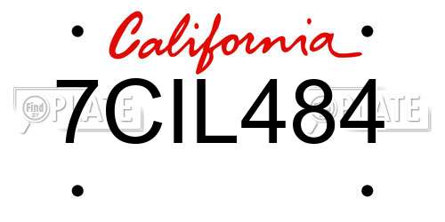 7CIL484 California License Plate