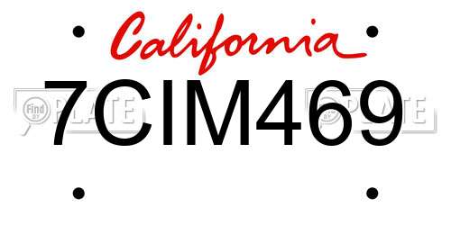 7CIM469 California License Plate