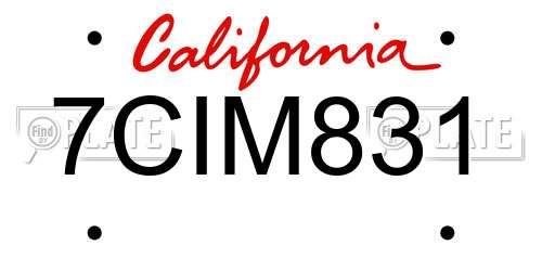 7CIM831 California License Plate