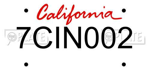 7CIN002 California License Plate