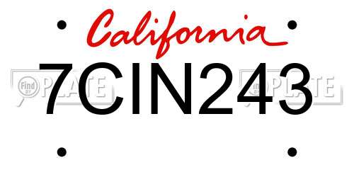 7CIN243 California License Plate