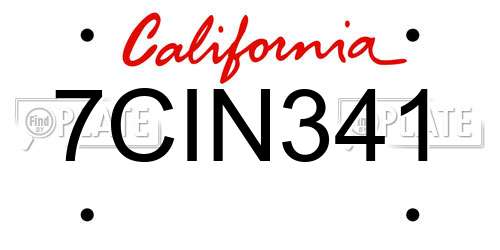 7CIN341 California License Plate