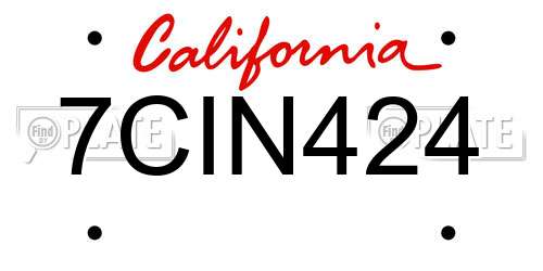 7CIN424 California License Plate