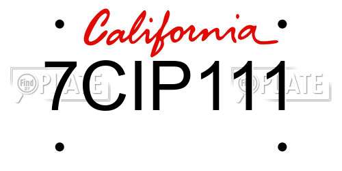 7CIP111 California License Plate