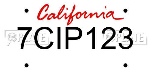 7CIP123 California License Plate