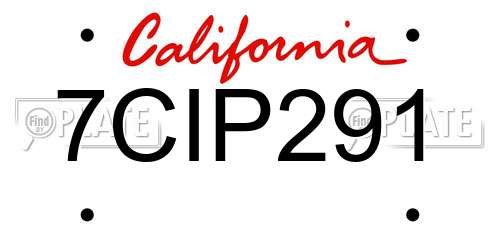 7CIP291 California License Plate