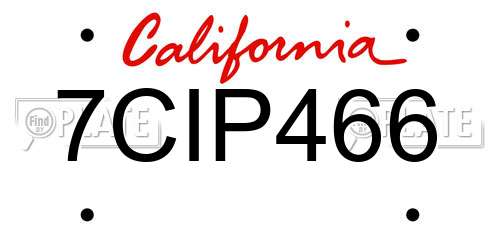 7CIP466 California License Plate