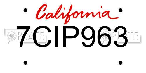 7CIP963 California License Plate