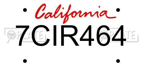 7CIR464 California License Plate