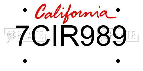 7CIR989 California License Plate