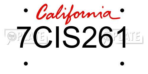 7CIS261 California License Plate