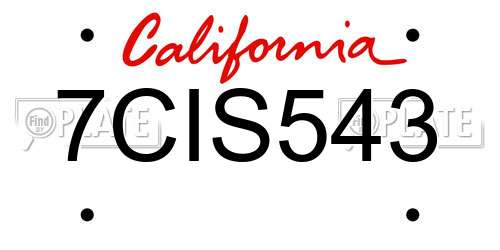 7CIS543 California License Plate