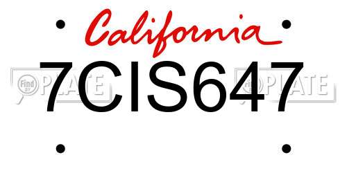 7CIS647 California License Plate