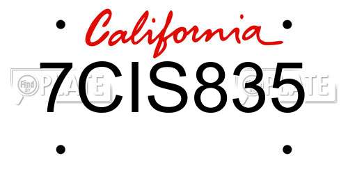 7CIS835 California License Plate