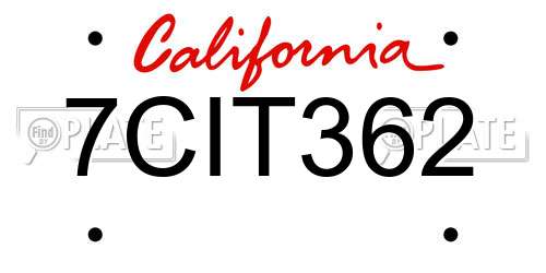 7CIT362 California License Plate