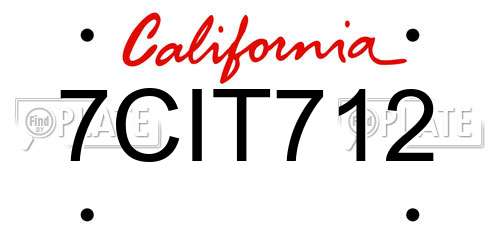 7CIT712 California License Plate