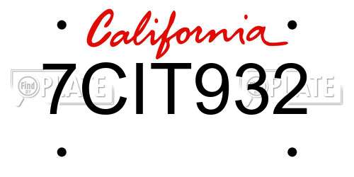 7CIT932 California License Plate