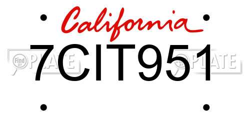 7CIT951 California License Plate