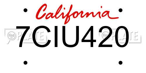 7CIU420 California License Plate