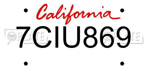 7CIU869 California License Plate