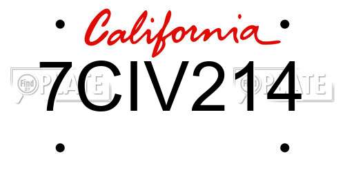 7CIV214 California License Plate