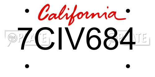 7CIV684 California License Plate