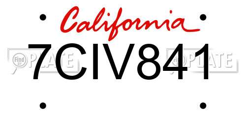 7CIV841 California License Plate