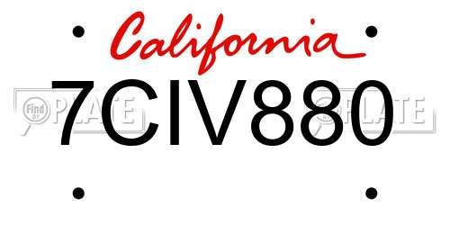 7CIV880 California License Plate