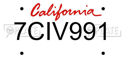 7CIV991 California License Plate