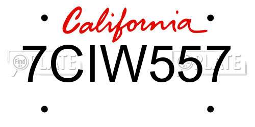 7CIW557 California License Plate