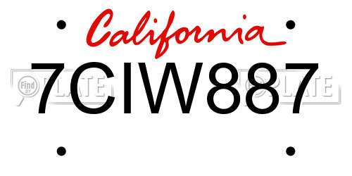 7CIW887 California License Plate