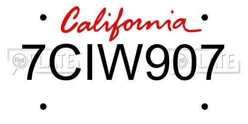 7CIW907 California License Plate