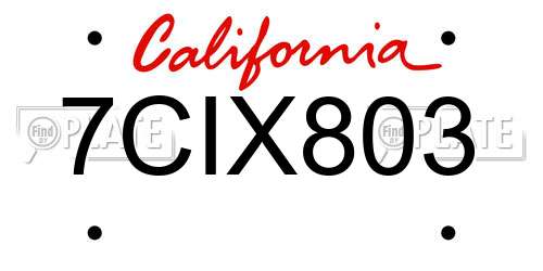 7CIX803 California License Plate