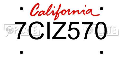 7CIZ570 California License Plate