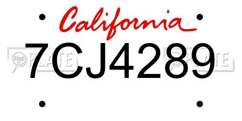 7CJ4289 California License Plate