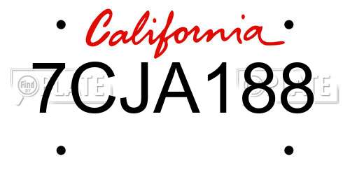 7CJA188 California License Plate