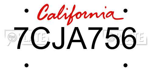 7CJA756 California License Plate