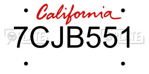 7CJB551 California License Plate