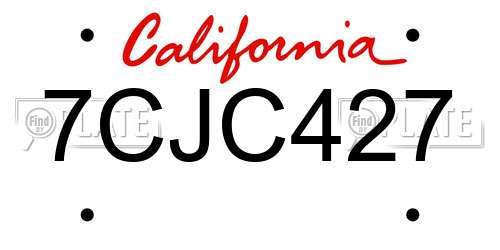 7CJC427 California License Plate