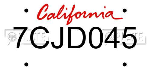 7CJD045 California License Plate
