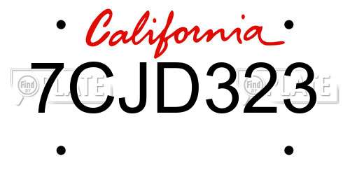7CJD323 California License Plate