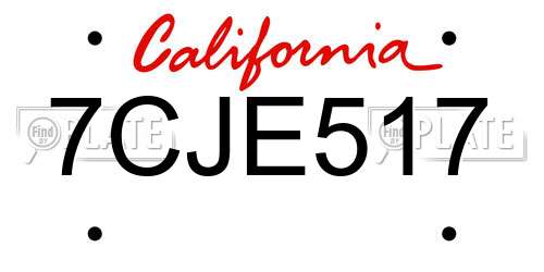 7CJE517 California License Plate