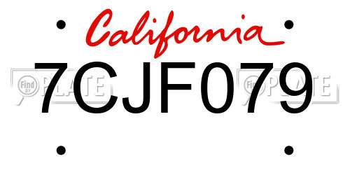 7CJF079 California License Plate