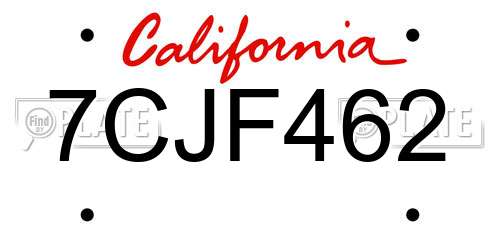 7CJF462 California License Plate