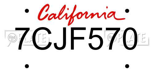 7CJF570 California License Plate