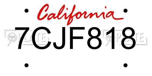 7CJF818 California License Plate