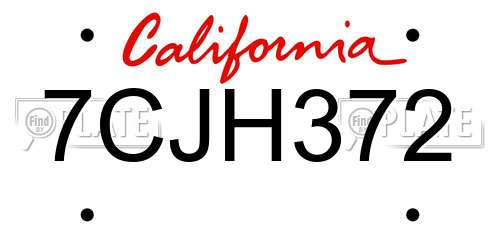 7CJH372 California License Plate