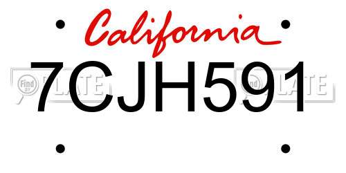 7CJH591 California License Plate