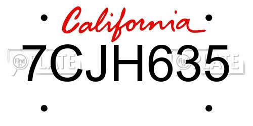 7CJH635 California License Plate