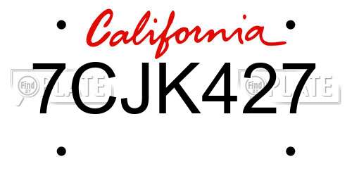 7CJK427 California License Plate